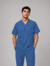 Sky Blue Cotton-Linen V-Neck