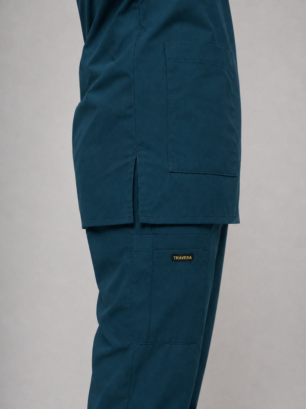 Teal Cotton-Linen V-Neck