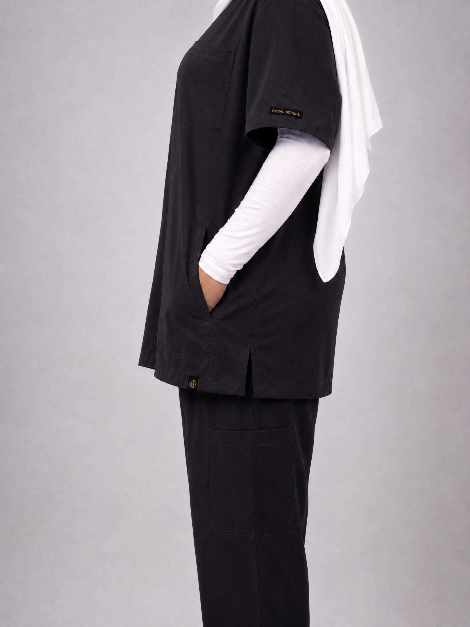 Royal V-Neck Unisex Scrub - Black