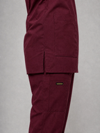 Burgundy Cotton-Linen V-Neck