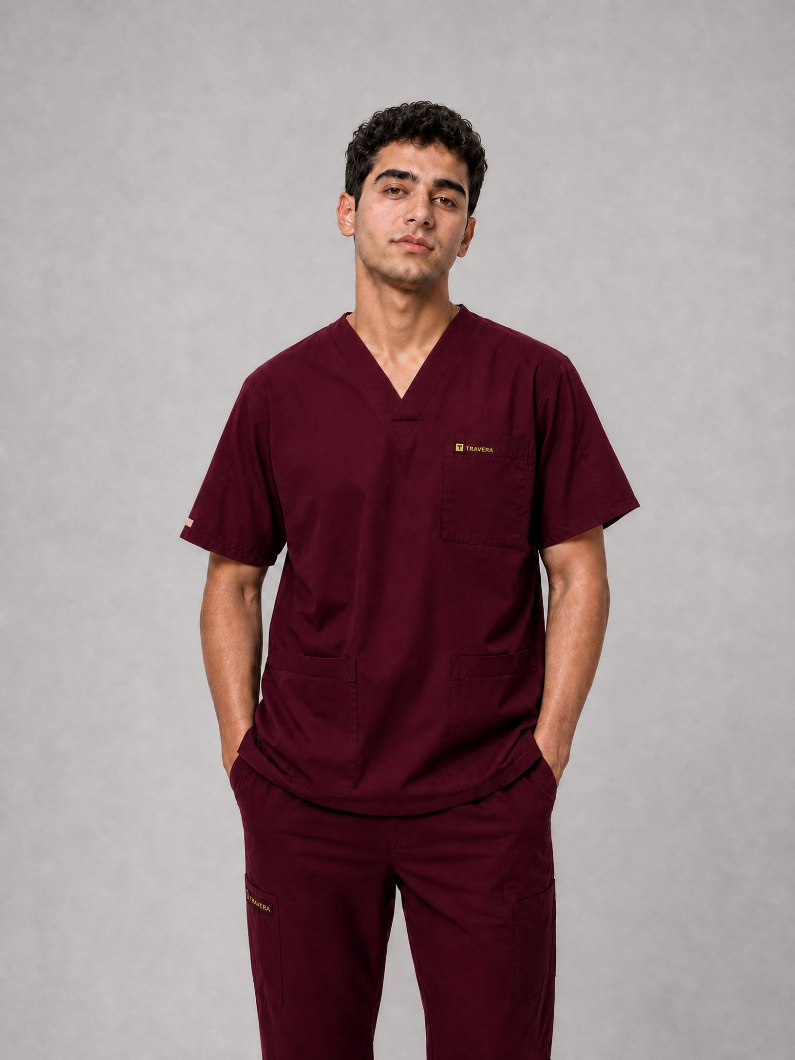 Navy Cotton-Linen V-Neck