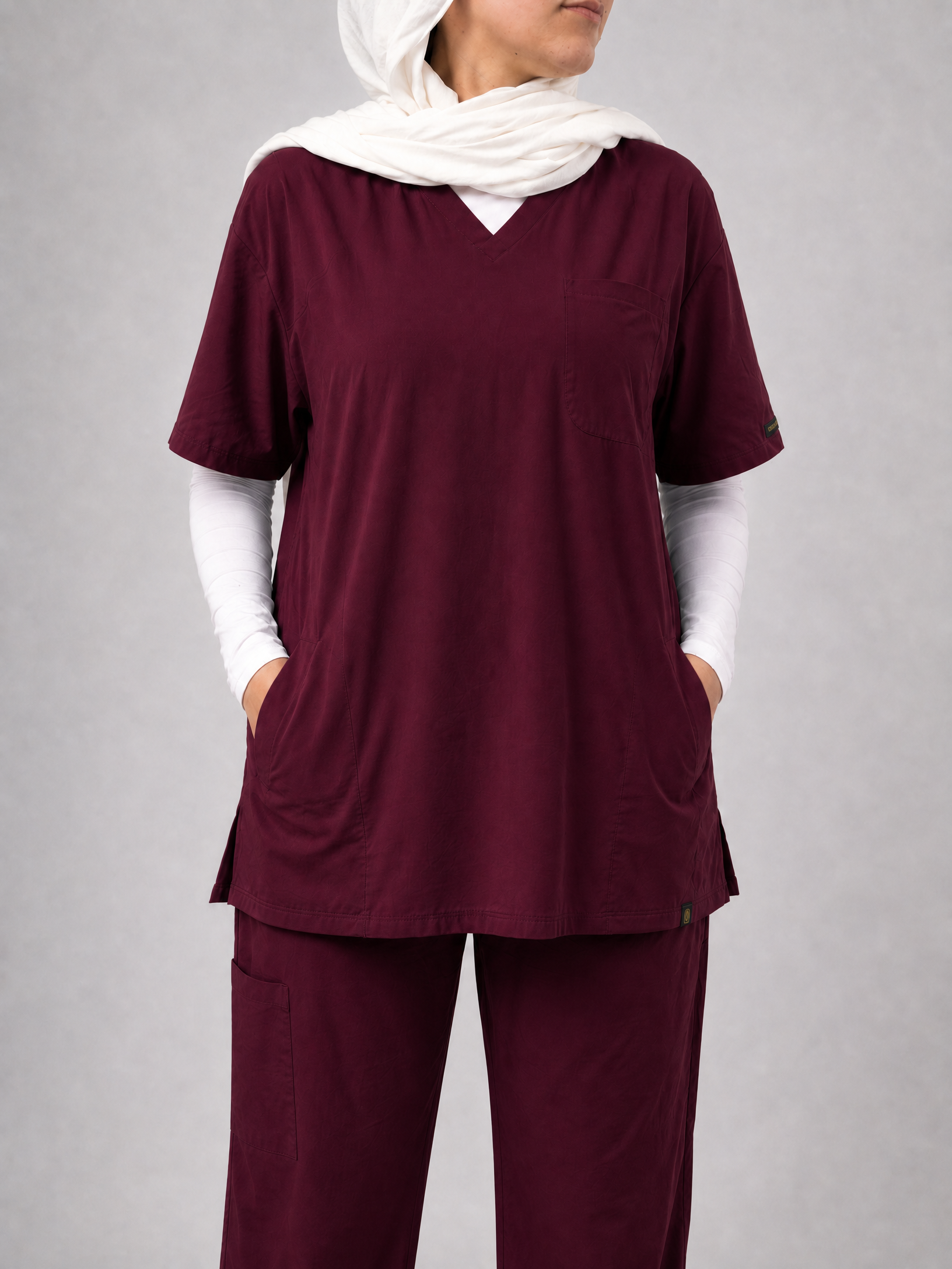 Royal V-Neck Unisex Scrub - Burgundy