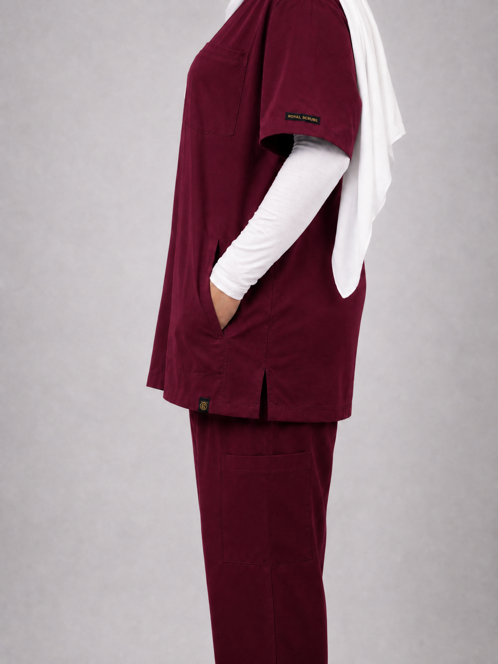 Royal V-Neck Unisex Scrub - Burgundy