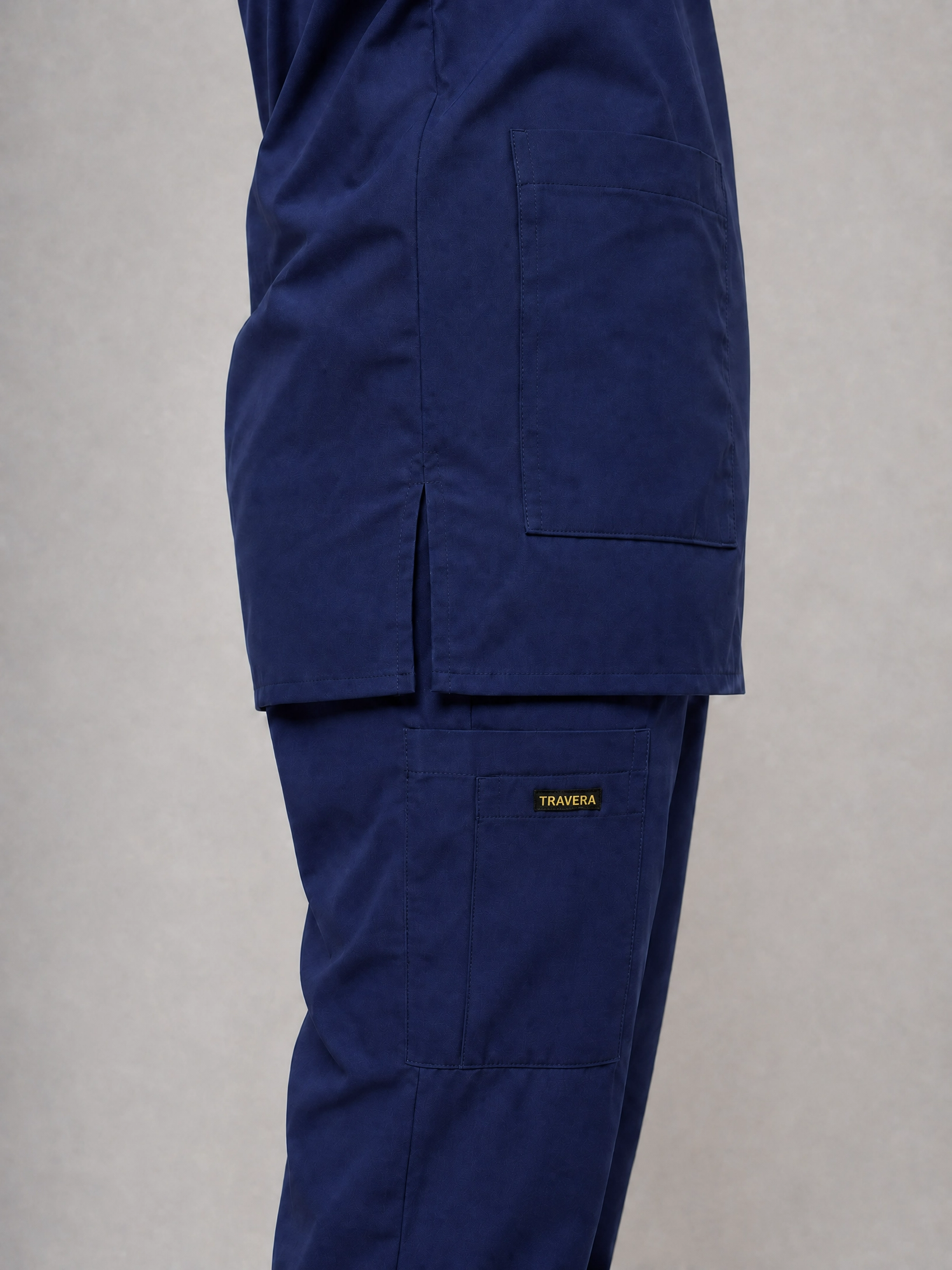 Navy Cotton-Linen V-Neck