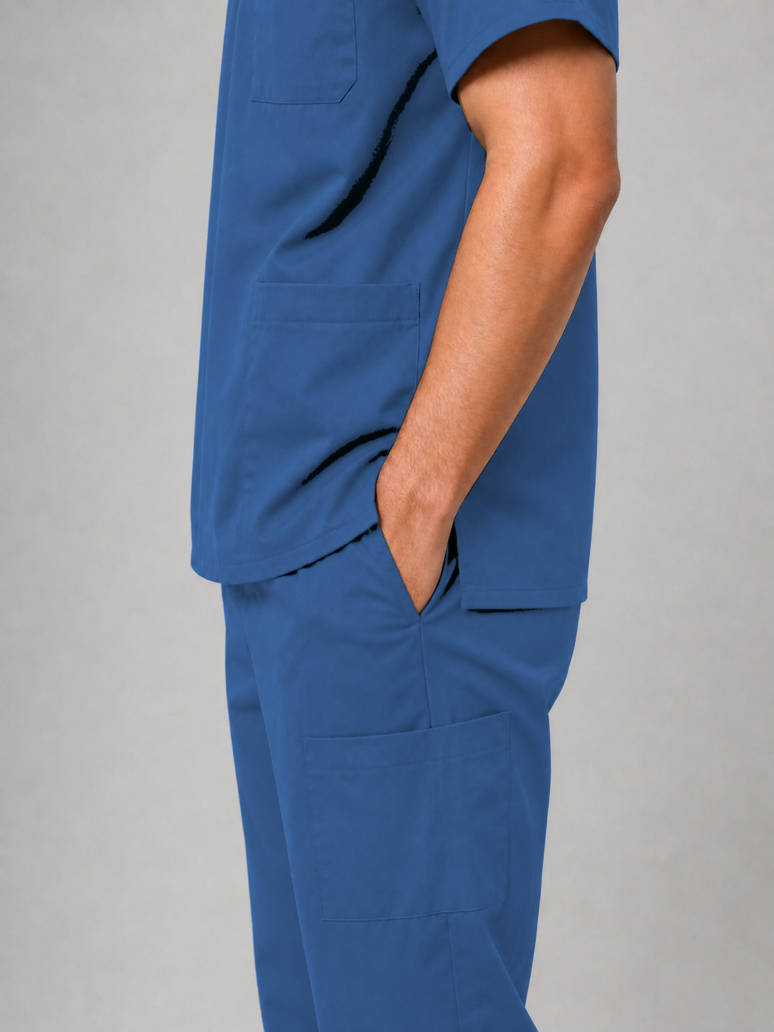 Sky Blue Cotton-Linen V-Neck